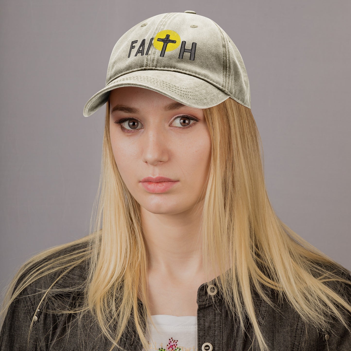 FAITH Embroidered Denim Baseball Cap