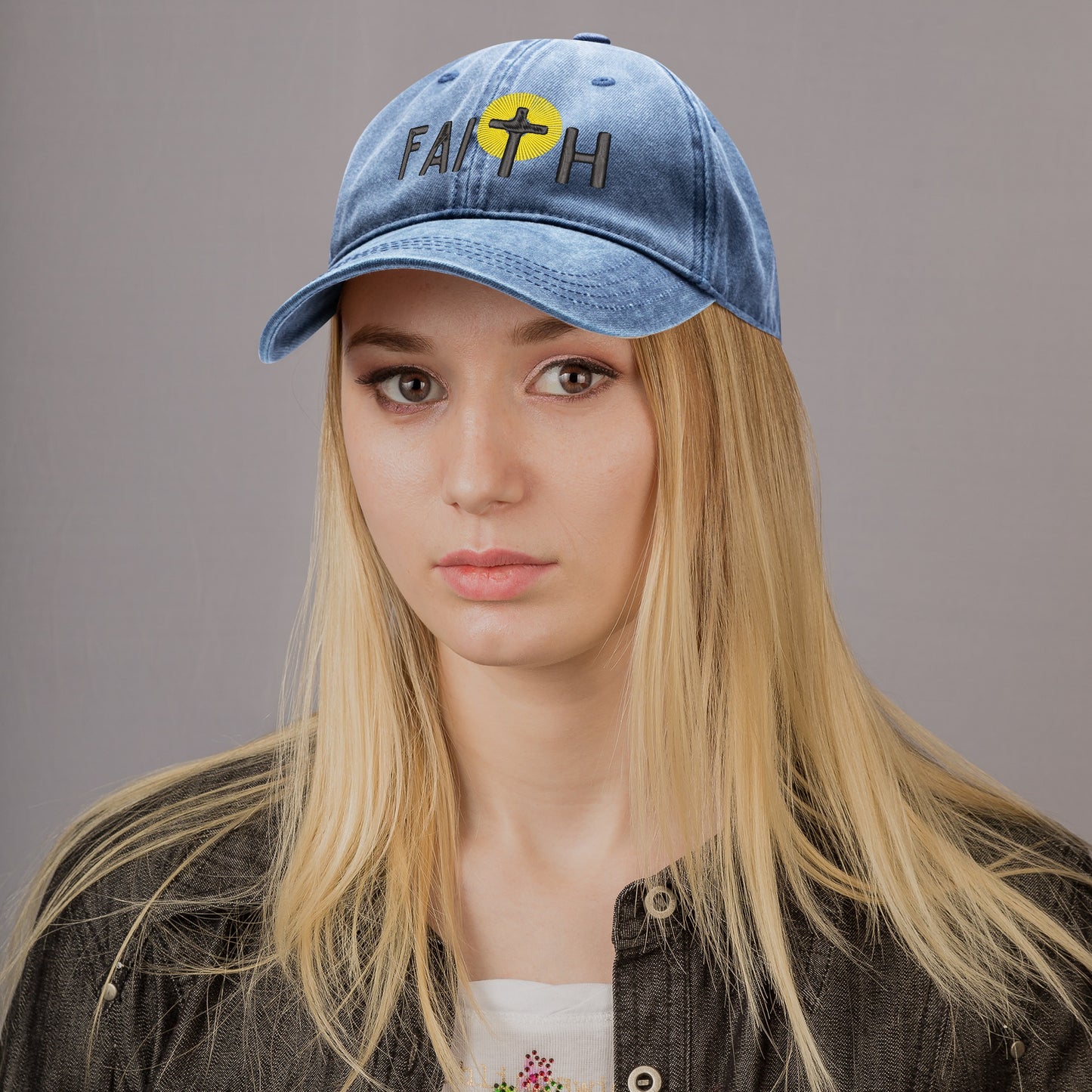 FAITH Embroidered Denim Baseball Cap