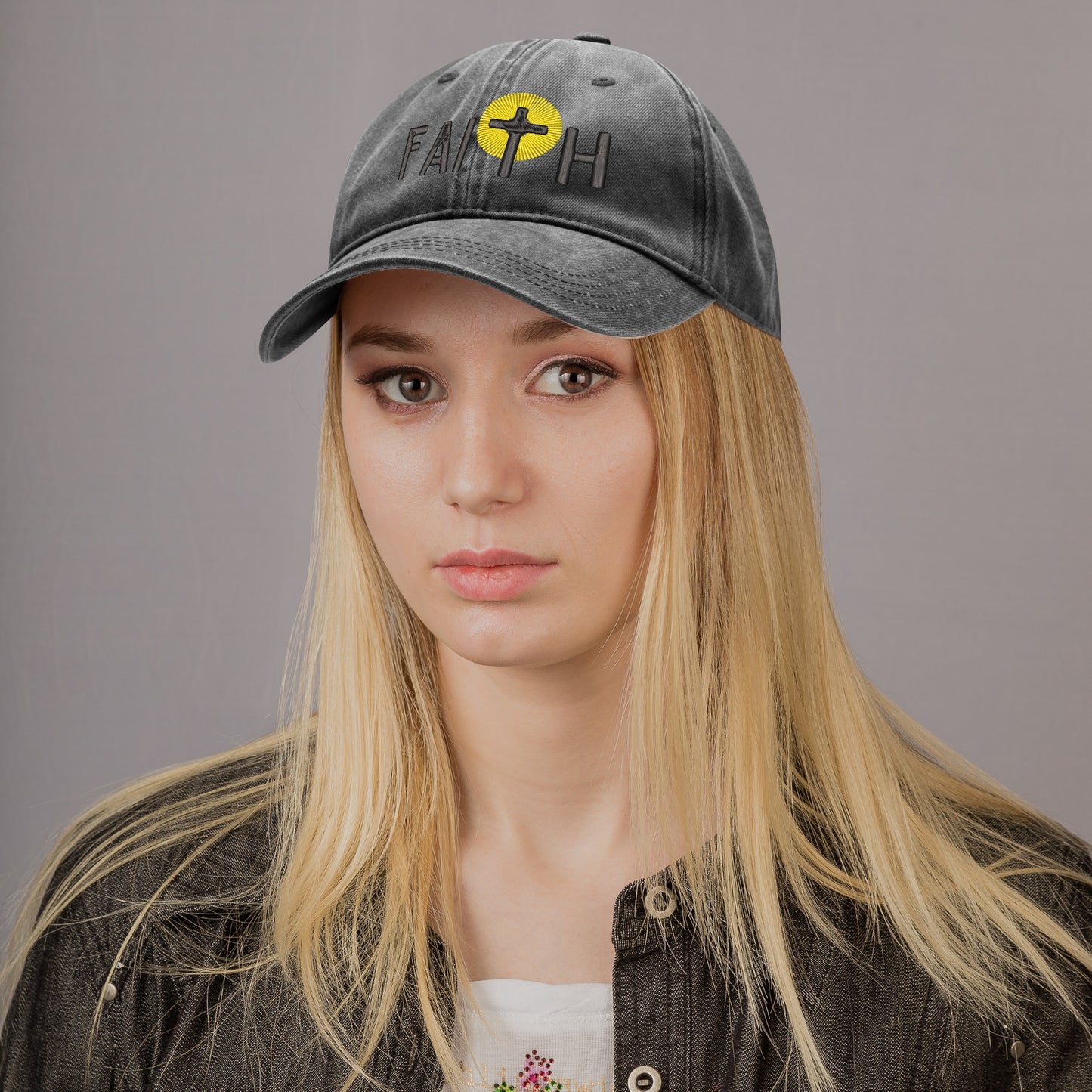 FAITH Embroidered Denim Baseball Cap