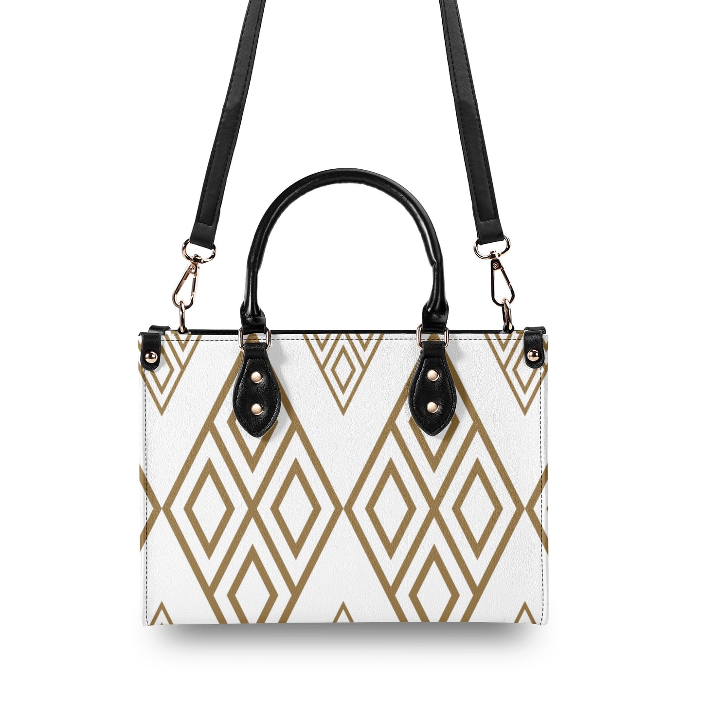 Diamond Patterned Leather Handbag