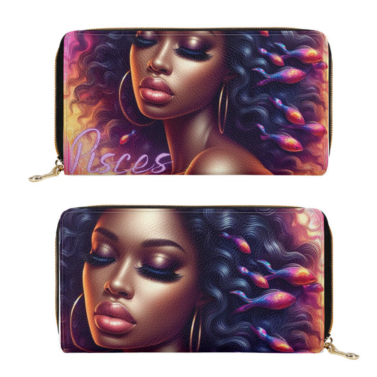 Pisces Leather Zipper Wallet