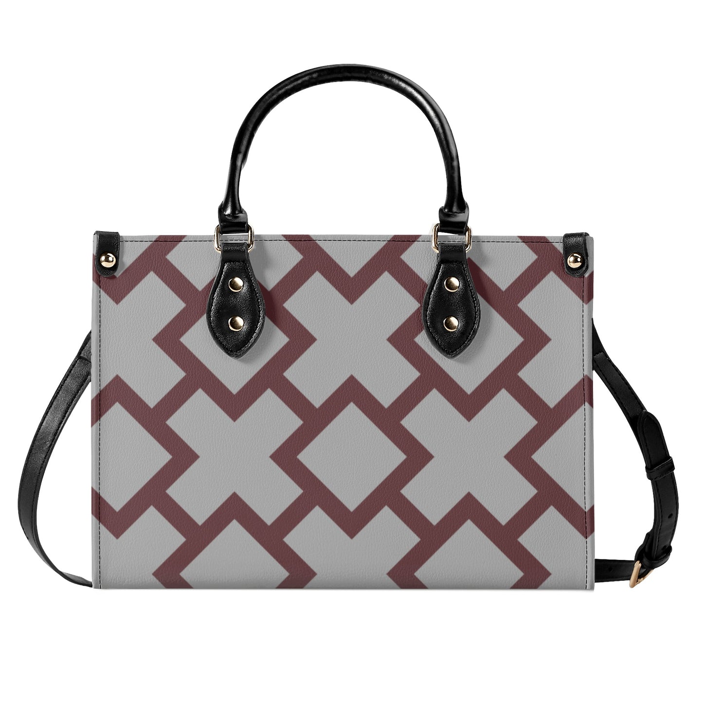 Gray Patterned Leather Handbag