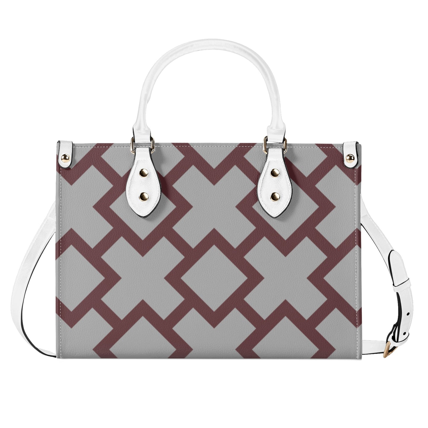 Gray Patterned Leather Handbag