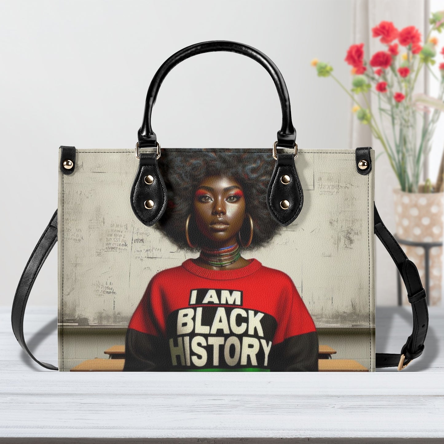 I Am Black History Leather Handbag