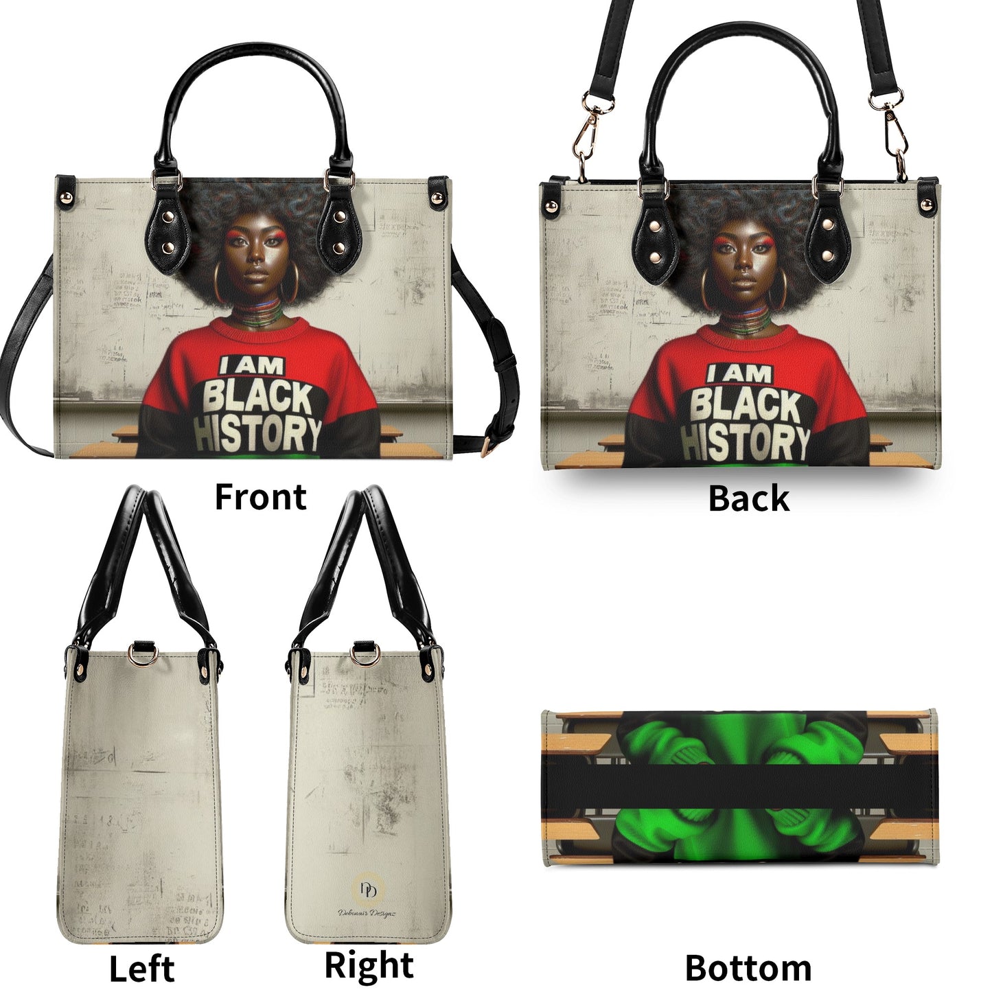 I Am Black History Leather Handbag