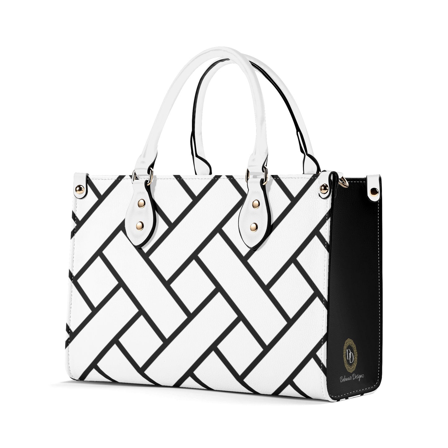 Cross Patterned Leather Handbag