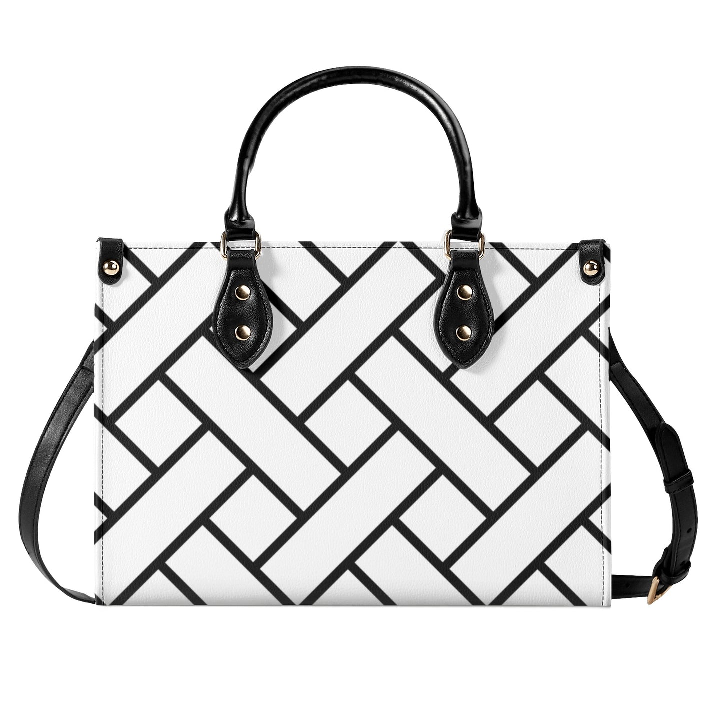 Cross Patterned Leather Handbag