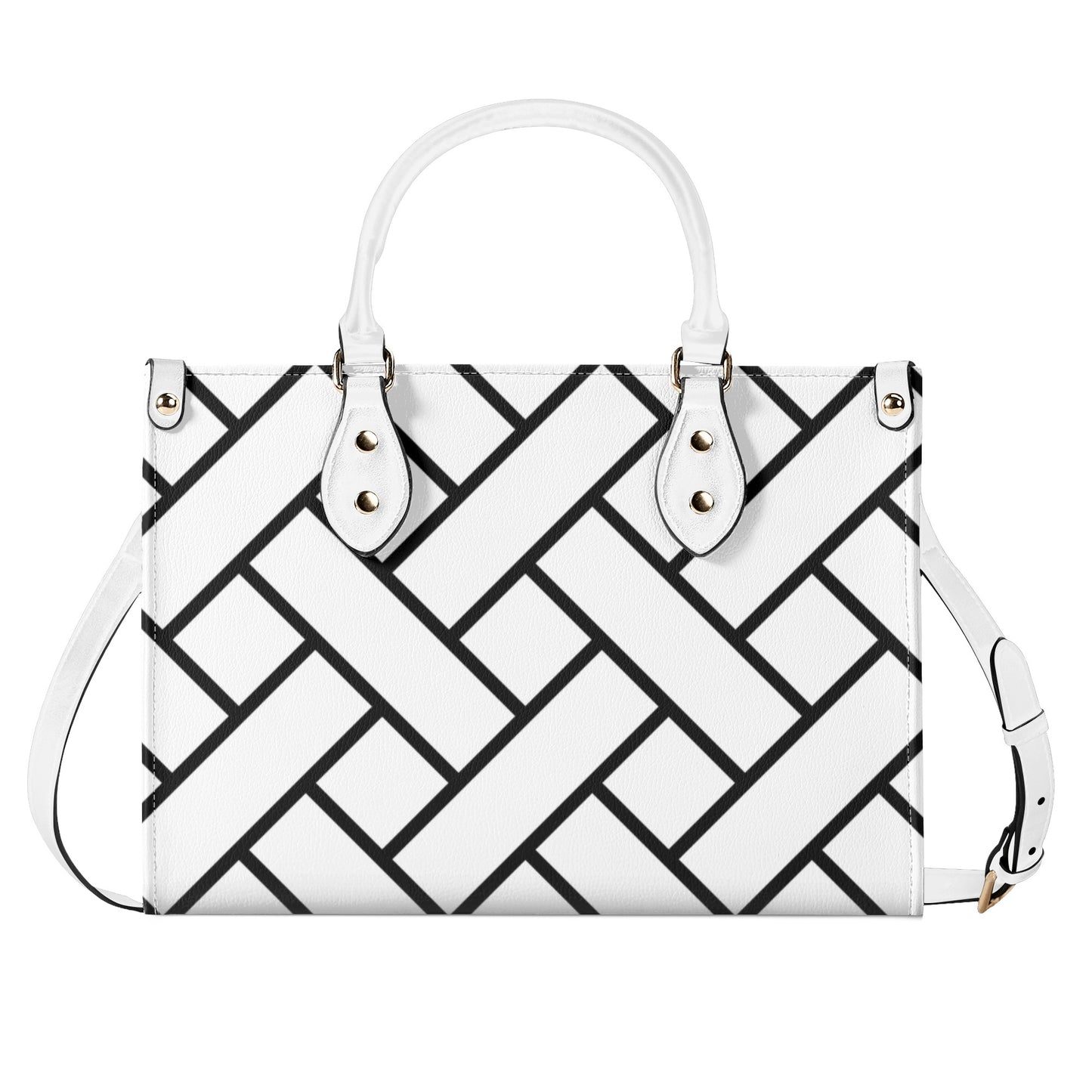 Cross Patterned Leather Handbag