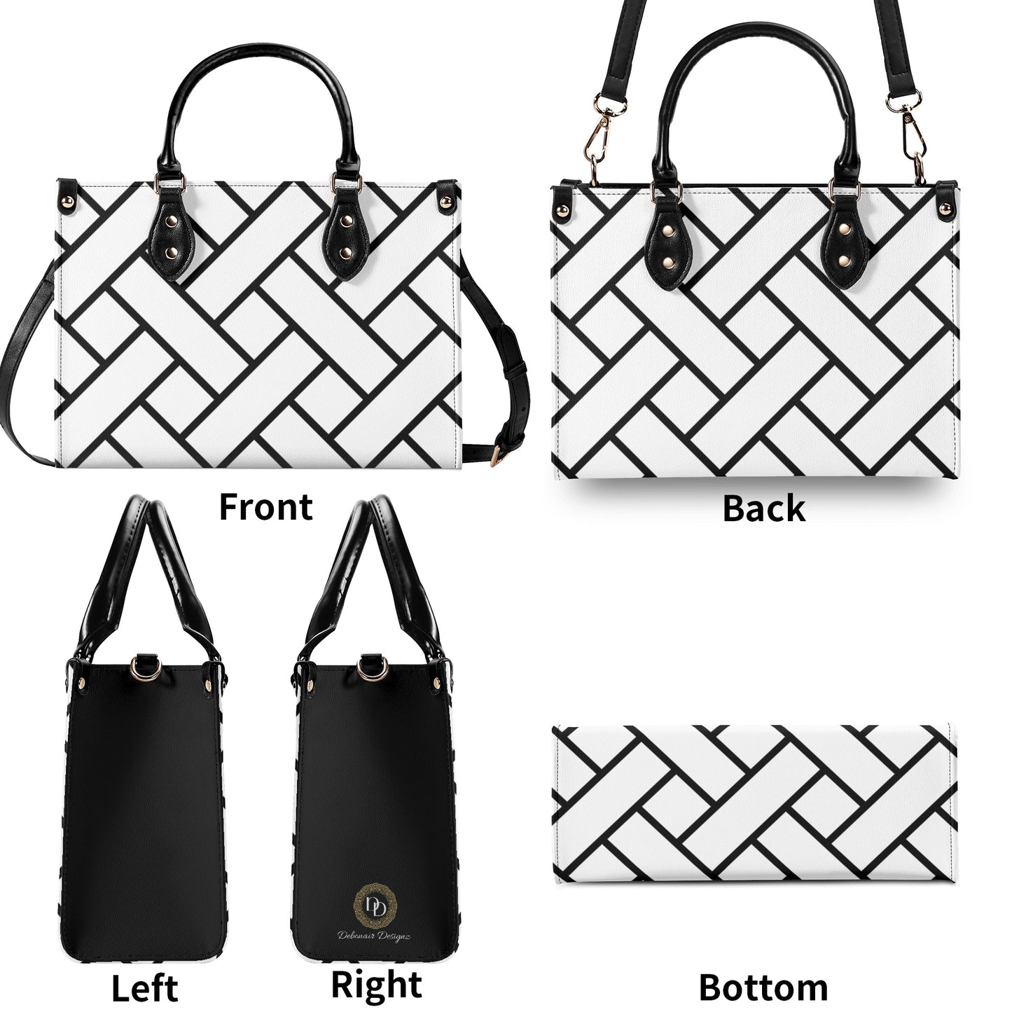 Cross Patterned Leather Handbag