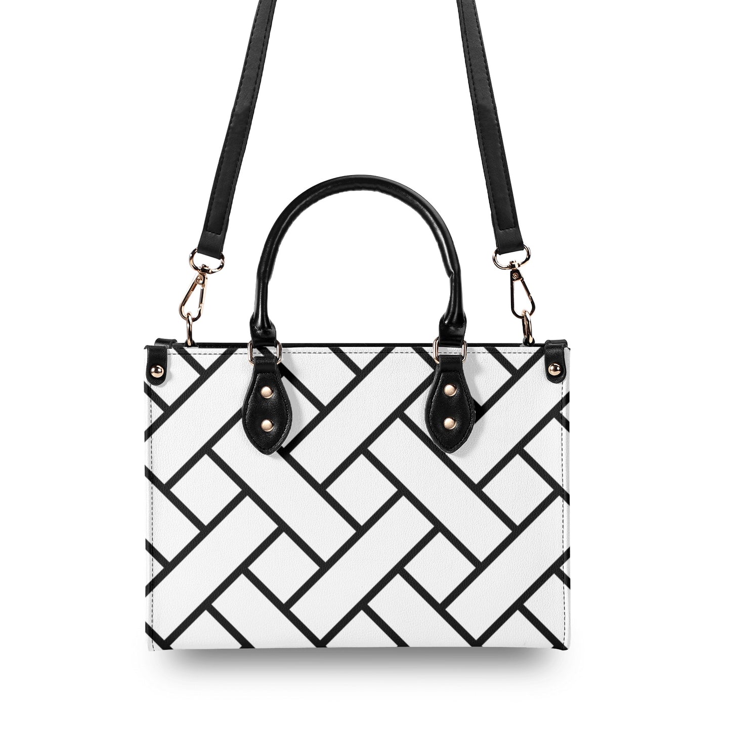 Cross Patterned Leather Handbag