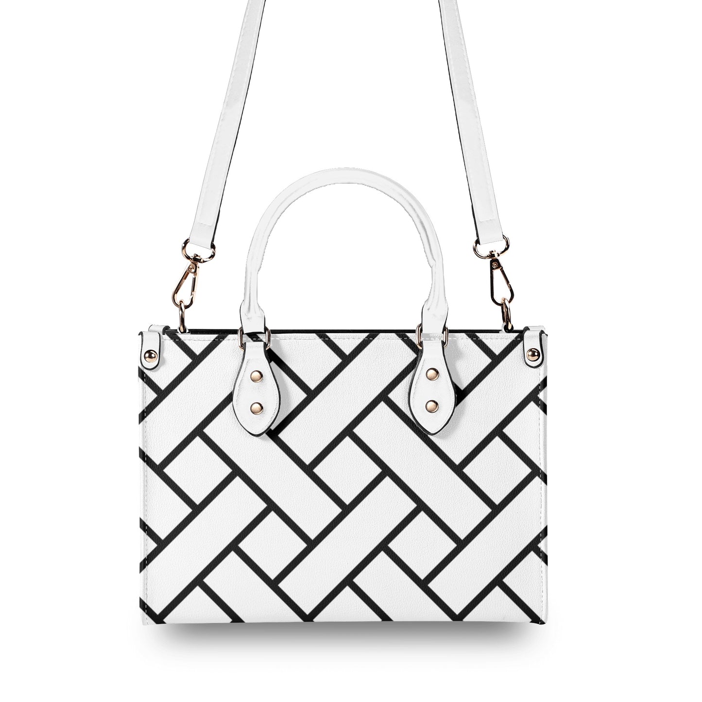 Cross Patterned Leather Handbag