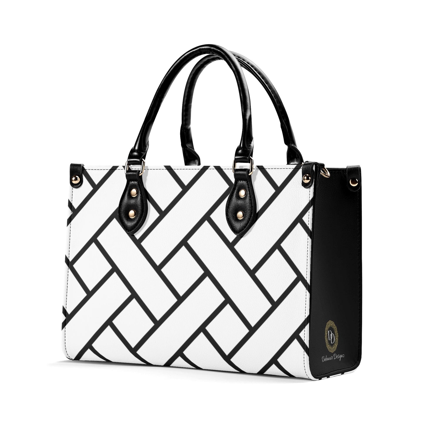 Cross Patterned Leather Handbag