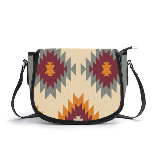 Tribal Print Leather Saddle Bag