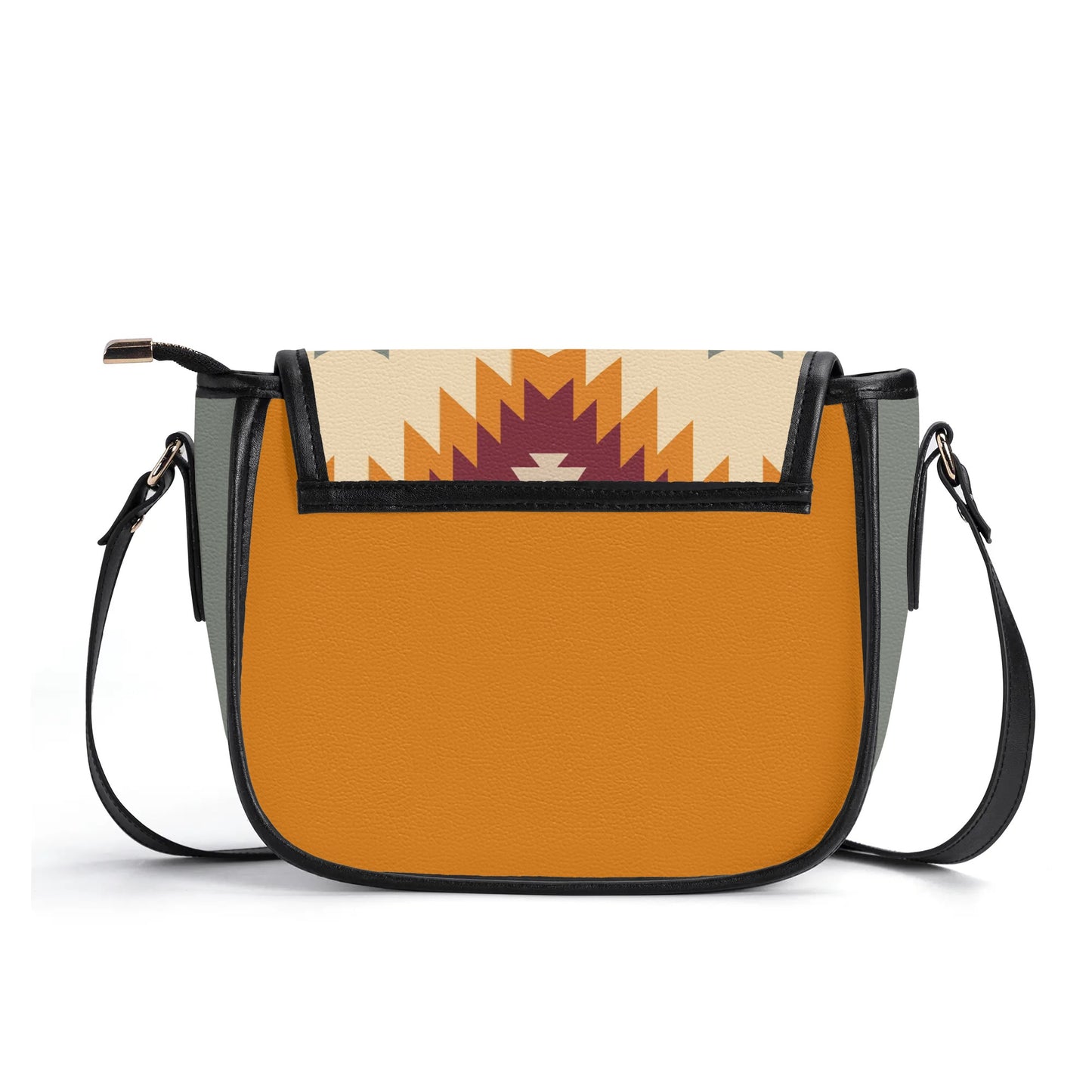 Tribal Print Leather Saddle Bag