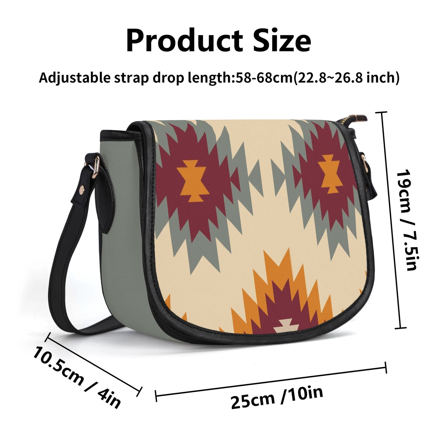 Tribal Print Leather Saddle Bag