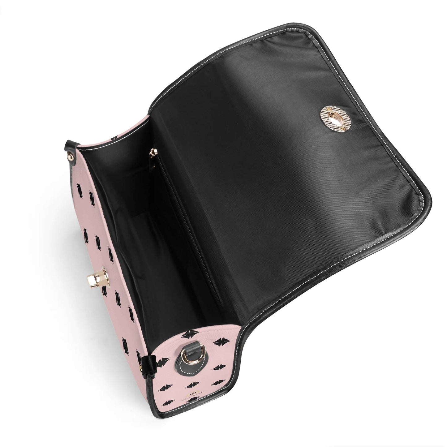 Pink Patterned Leather Satchel Bag