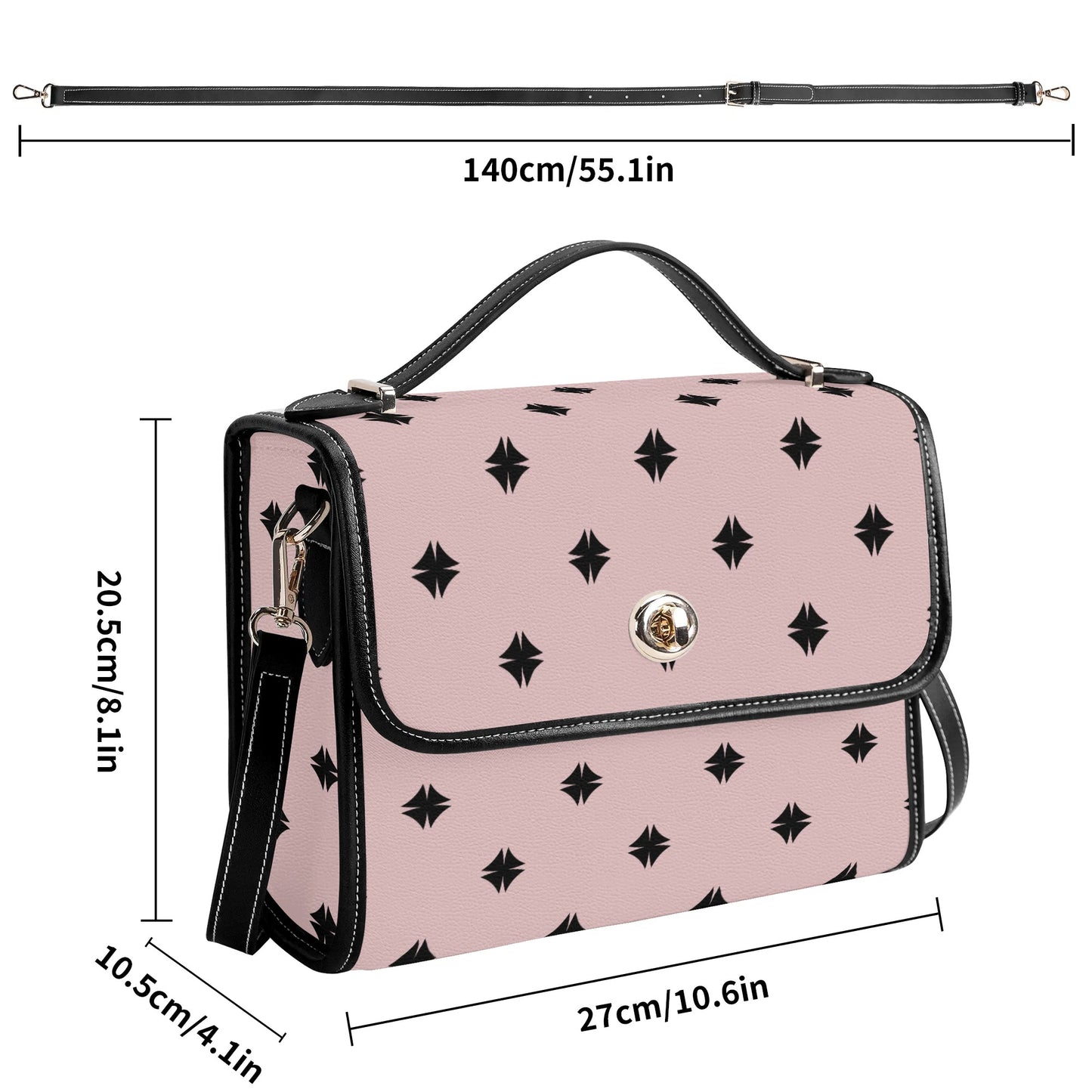 Pink Patterned Leather Satchel Bag