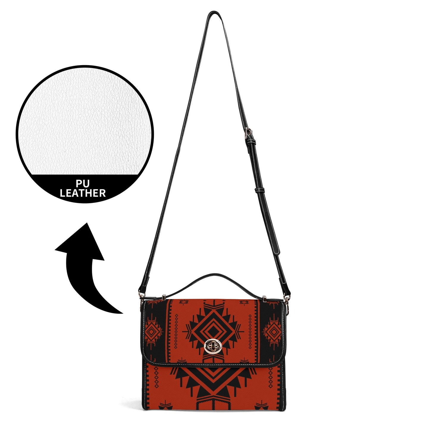 Indian Print Leather Satchel Bag