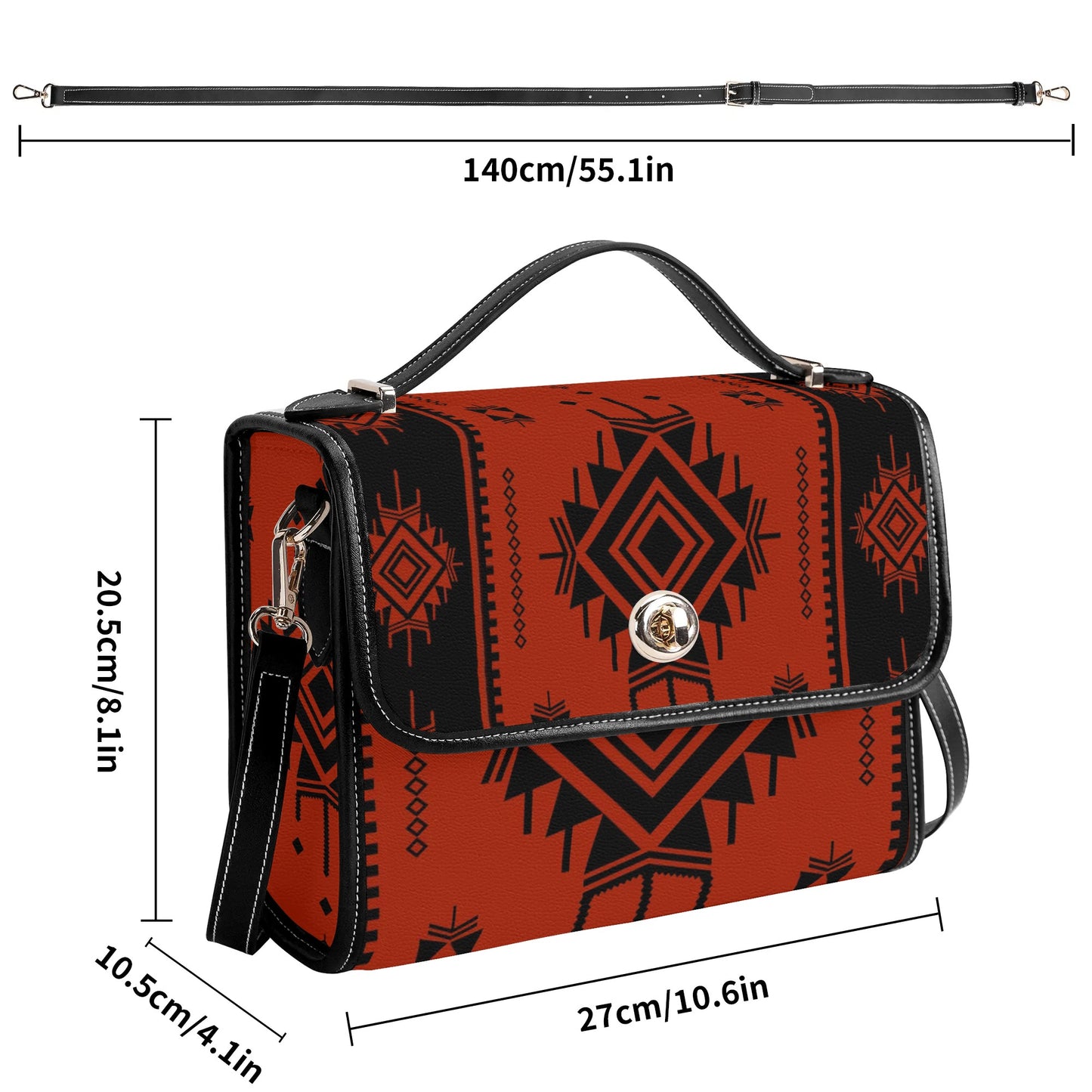 Indian Print Leather Satchel Bag