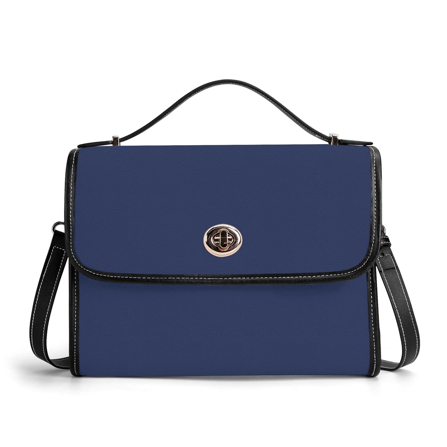 Navy Leather Satchel Bag