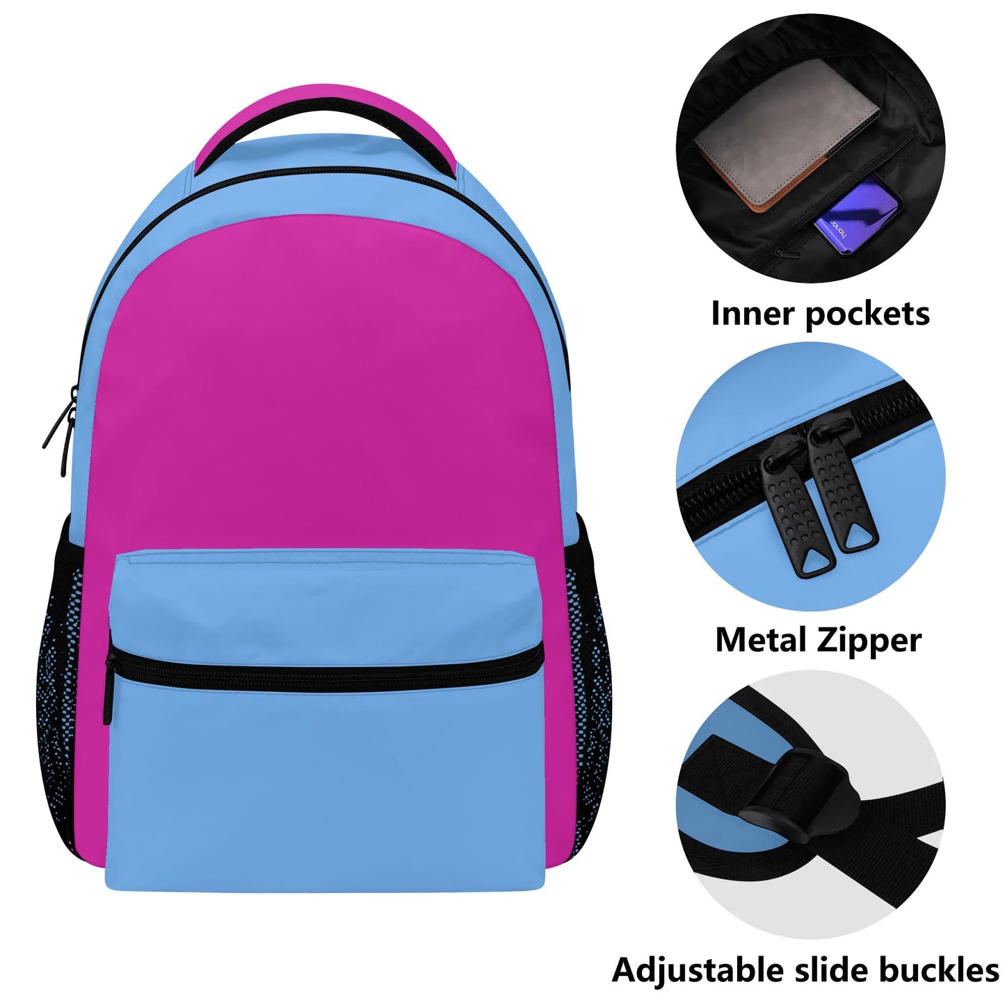 Purple & Sky-Blue Casual School Backpack