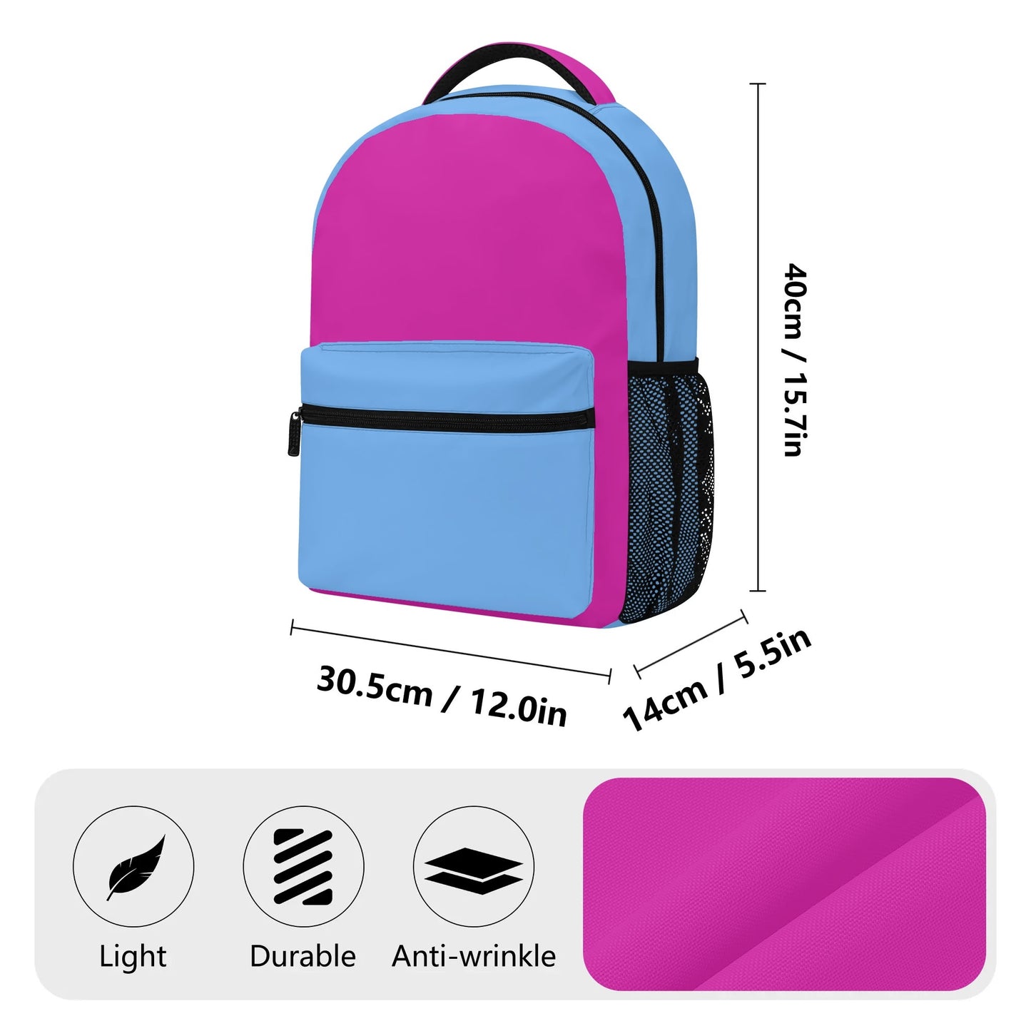 Purple & Sky-Blue Casual School Backpack