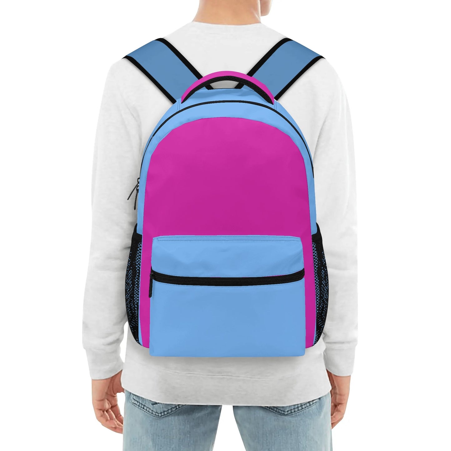 Purple & Sky-Blue Casual School Backpack