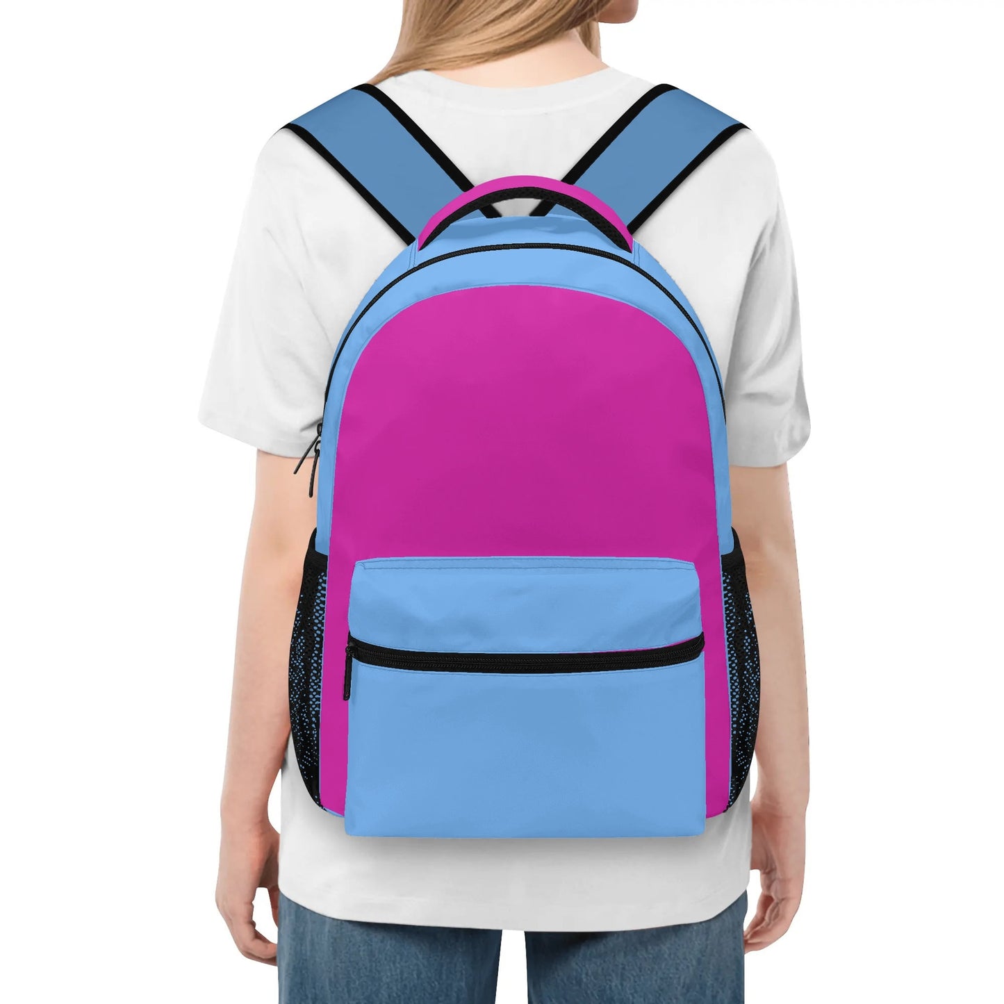 Purple & Sky-Blue Casual School Backpack