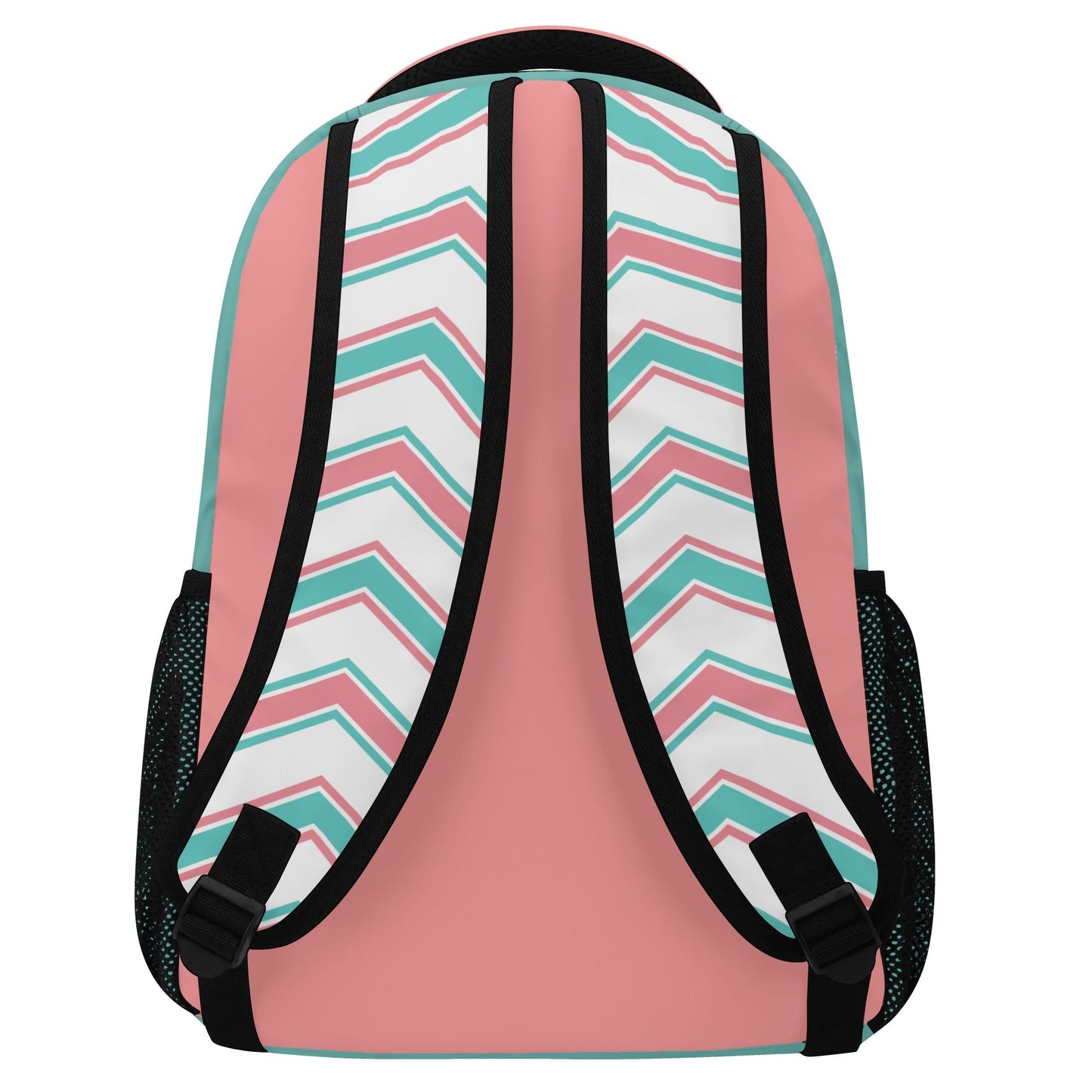 Peach & Teal Patterned Casual School Backpack