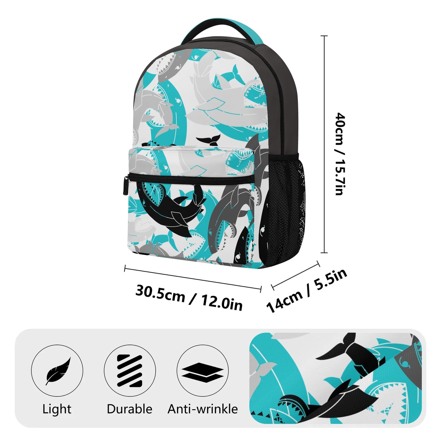 Shark Attack Casual School Backpack