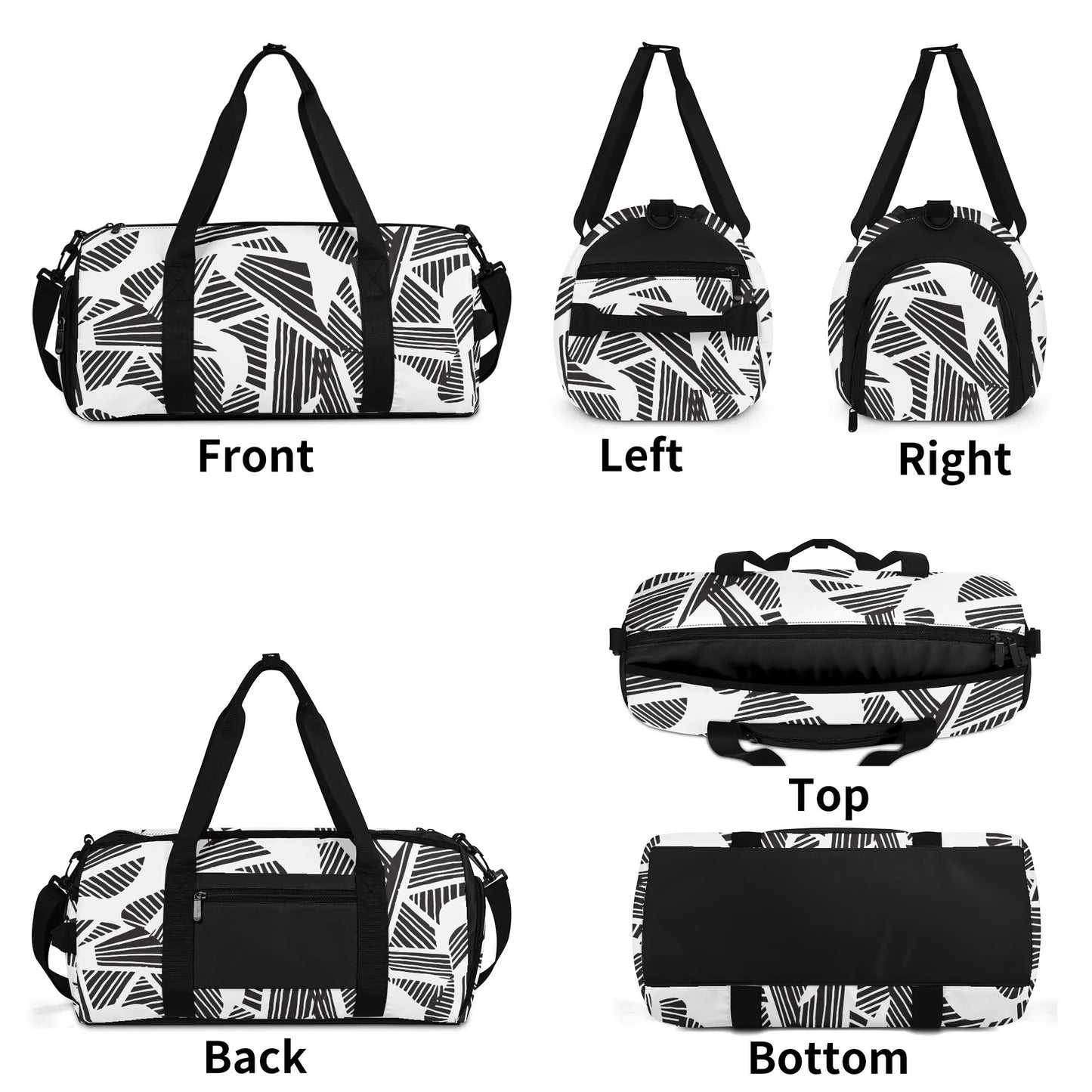 Black & White Abstract Fashion Luggage/Gym/Duffle Bag